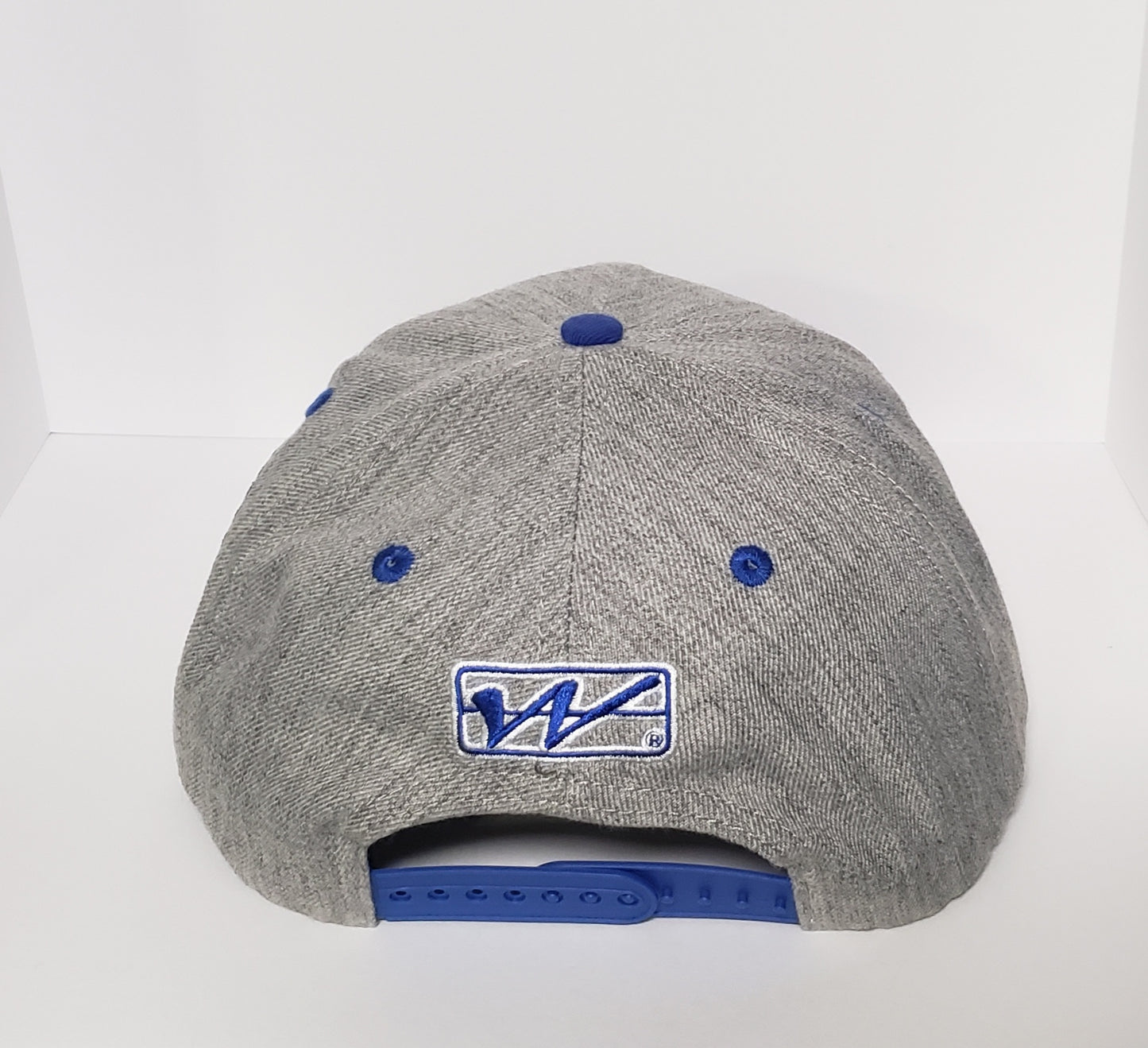 Wicked Logo Snapback hat | Grey and Blue with Blue Brim