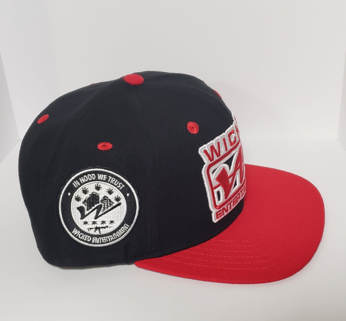 Wicked Logo Snapback hat - Black and Red with Red brim