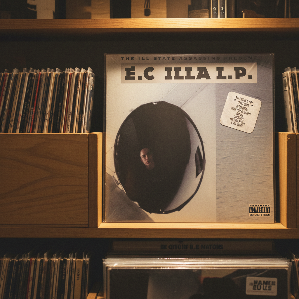 A vinyl record album for 'The Ill State Assassinating' by E.C. titled Illa L.P.